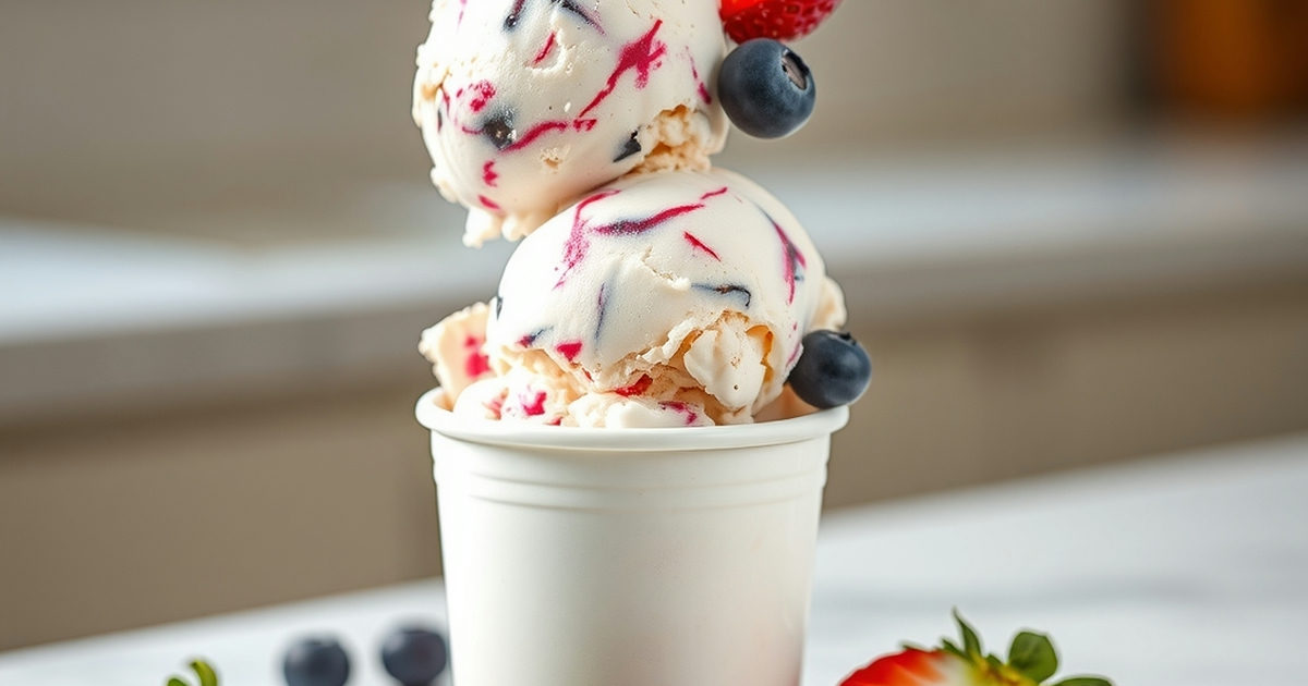 Strawberry-Blueberry Swirl Ice Cream